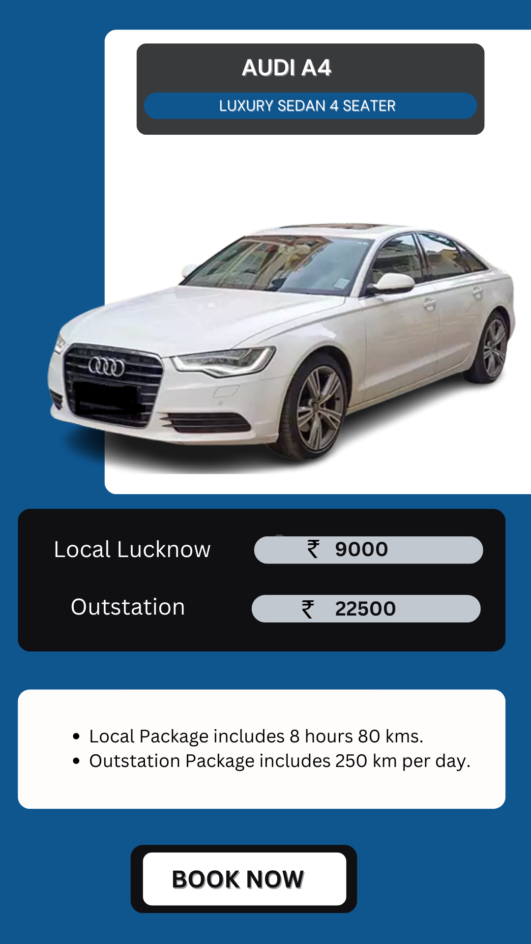 Hire Audi A4 in Lucknow