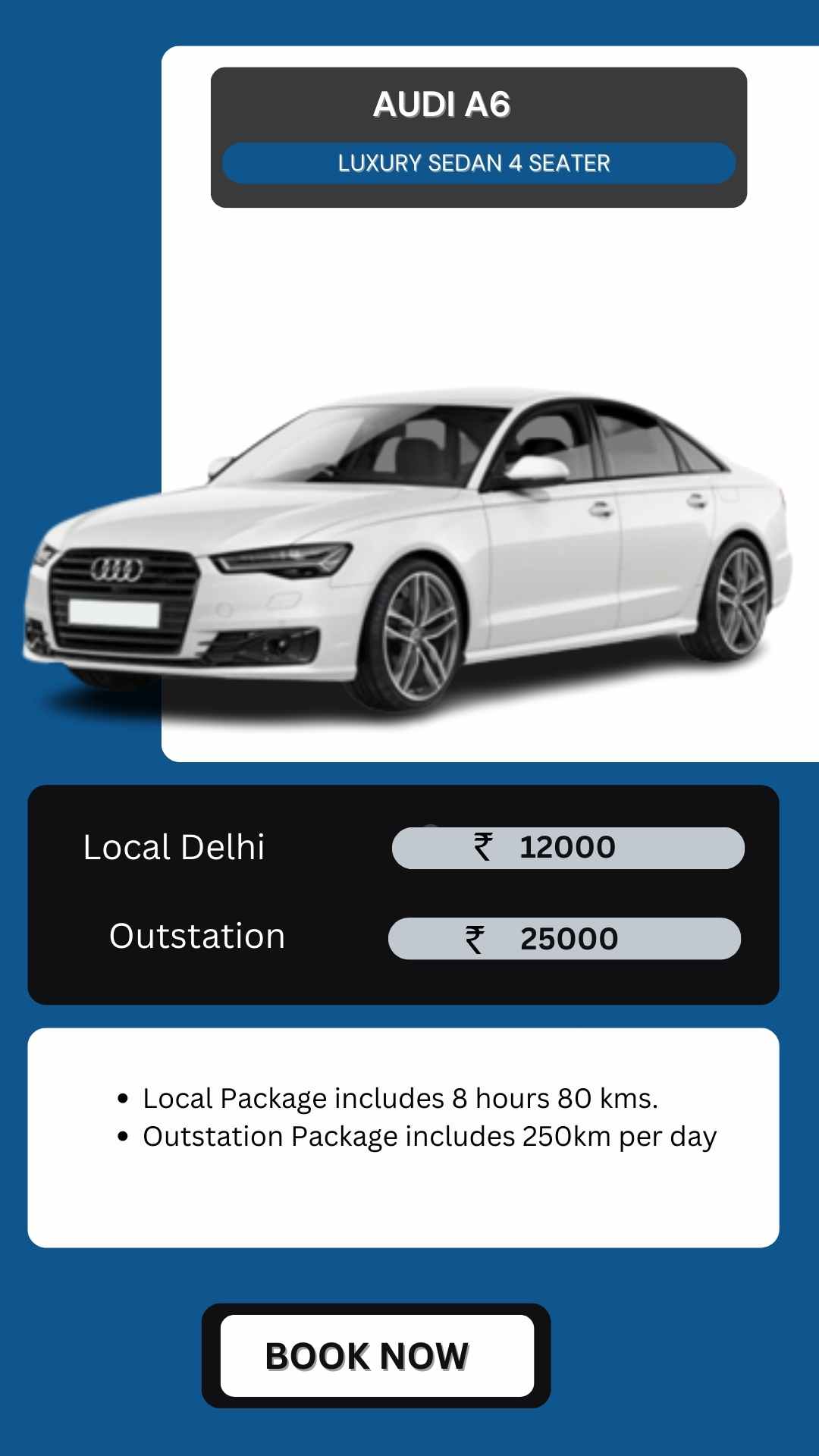 Audi A6 on Rent in Delhi
