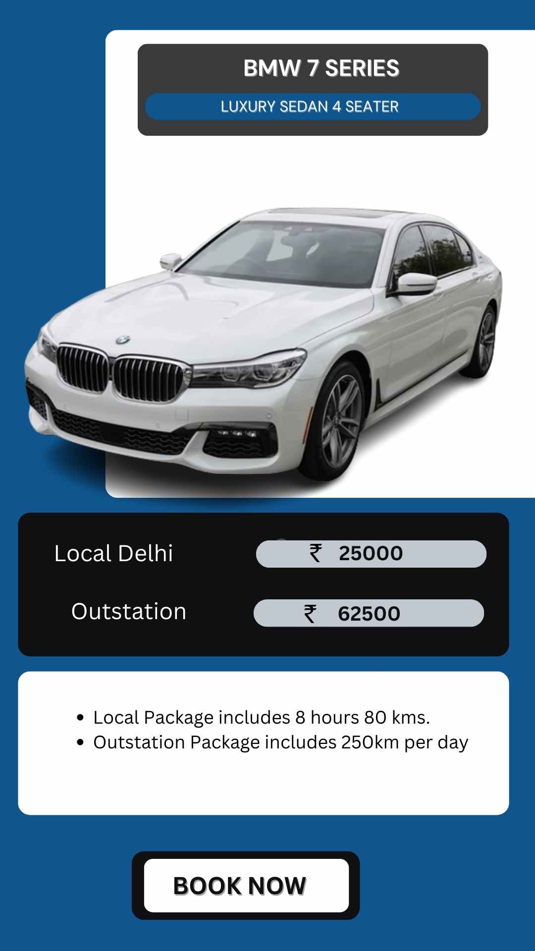 BMW 7 Series on rent in delhi