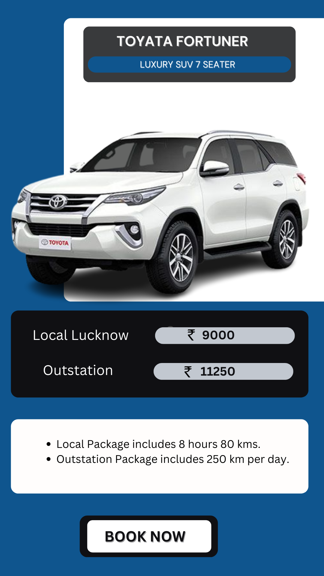 Hire Fortuner in Lucknow