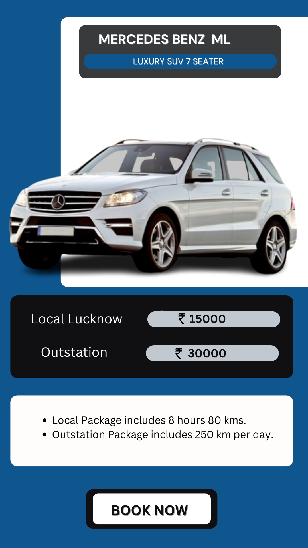Hire Mercedes ML in Lucknow