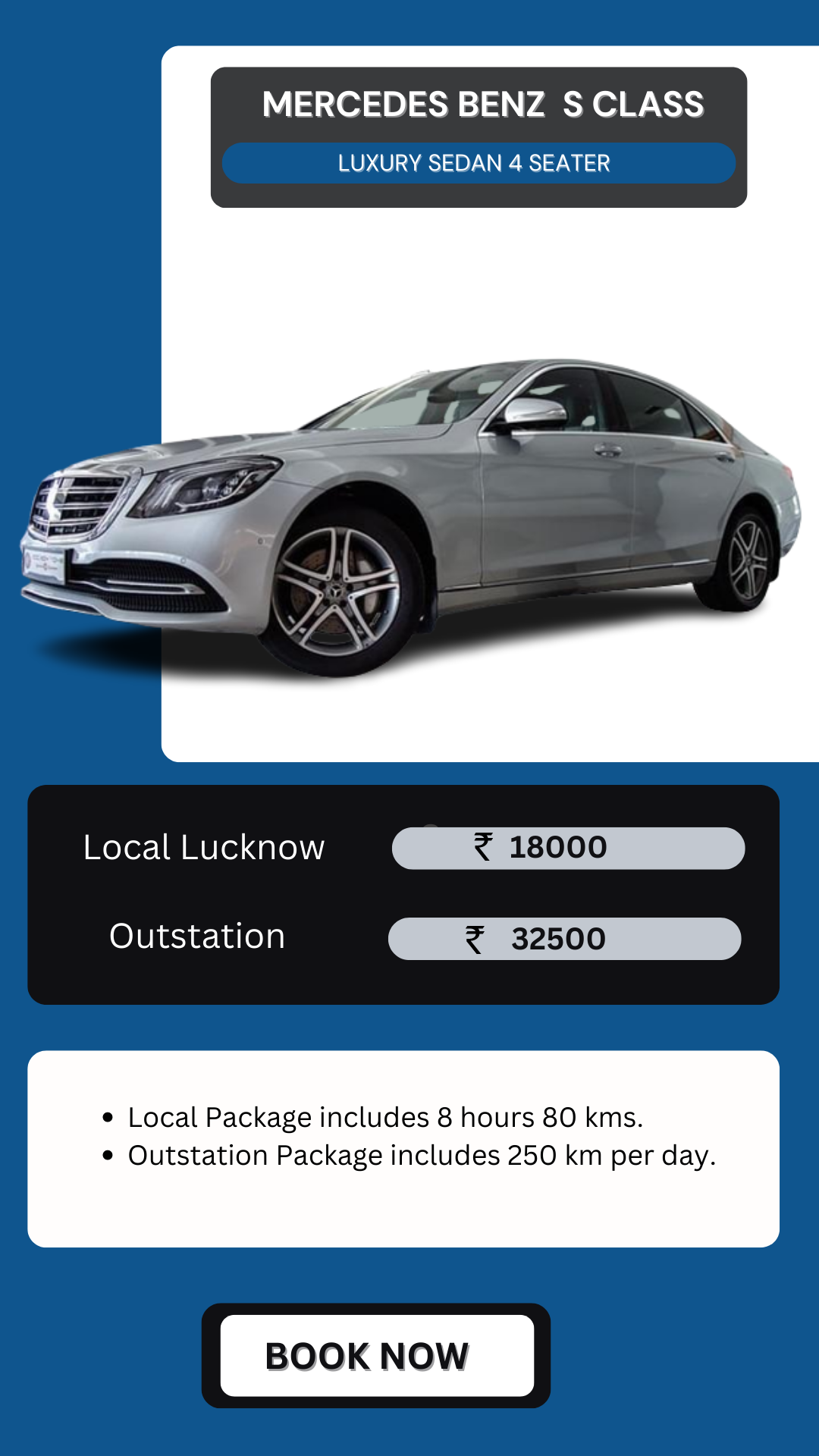 Hire Mercedes s class in Lucknow